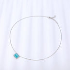 Larimar Rectangle Pendant Necklace in 925 Sterling Silver