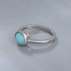 Larimar Rectangular Bezel Ring in 925 Sterling Silver