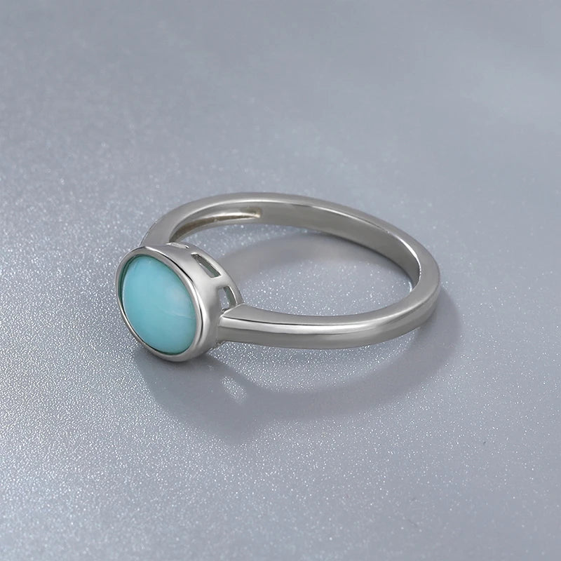 Larimar Rectangular Bezel Ring in 925 Sterling Silver