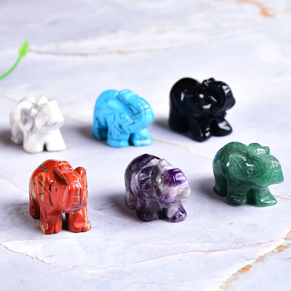 Crystal Elephant Figurine — Hand-Carved Natural Stone Decor