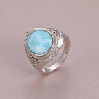 Larimar Statement Ring, Retro Silver Frame