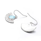 Larimar Hammered Fan Drop Earrings in 925 Sterling Silver