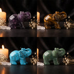 Crystal Elephant Figurine — Hand-Carved Natural Stone Decor