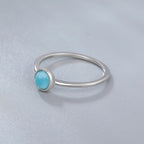 Larimar Round 925 Sterling Silver Solitaire Ring