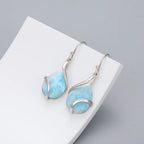 Larimar Water Drop Earrings in 925 Sterling Silver
