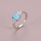 Larimar & Zircon 925 Sterling Silver Ring