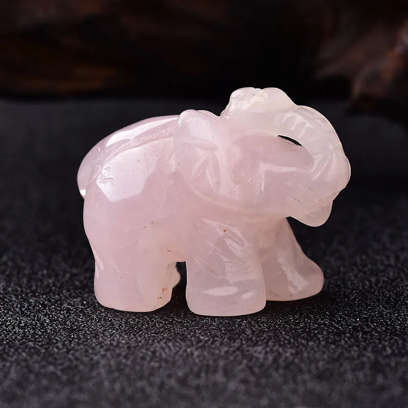 Crystal Elephant Figurine — Hand-Carved Natural Stone Decor
