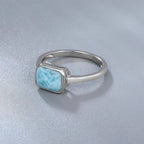 Larimar Rectangular 925 Sterling Silver Ring