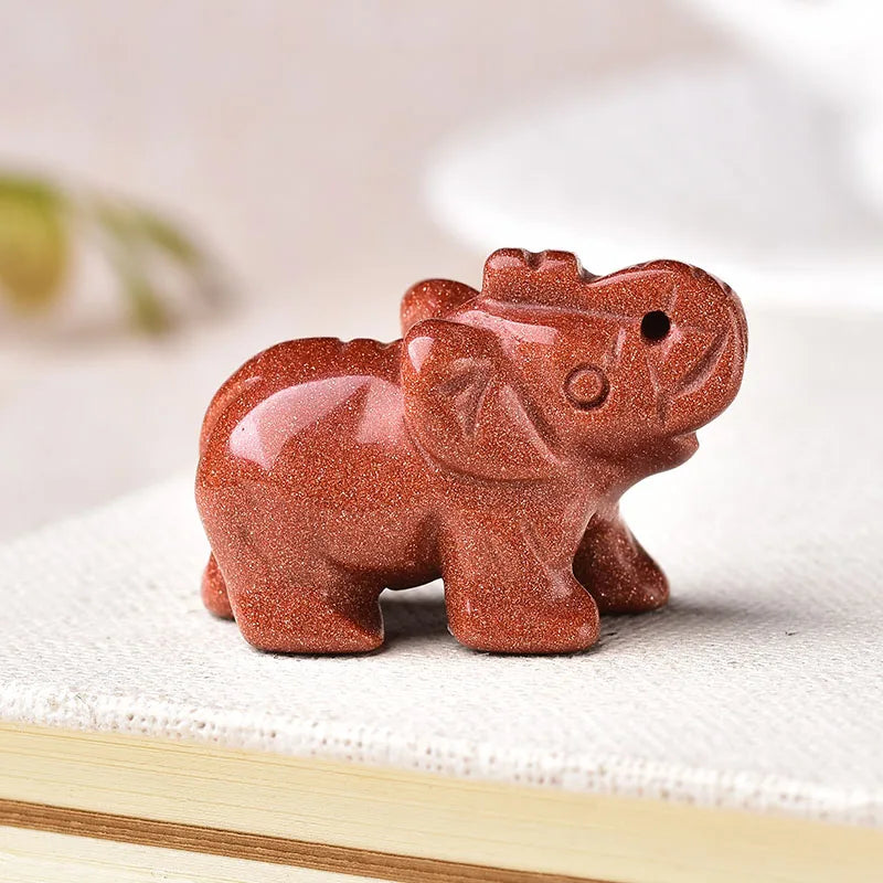 Crystal Elephant Figurine — Hand-Carved Natural Stone Decor
