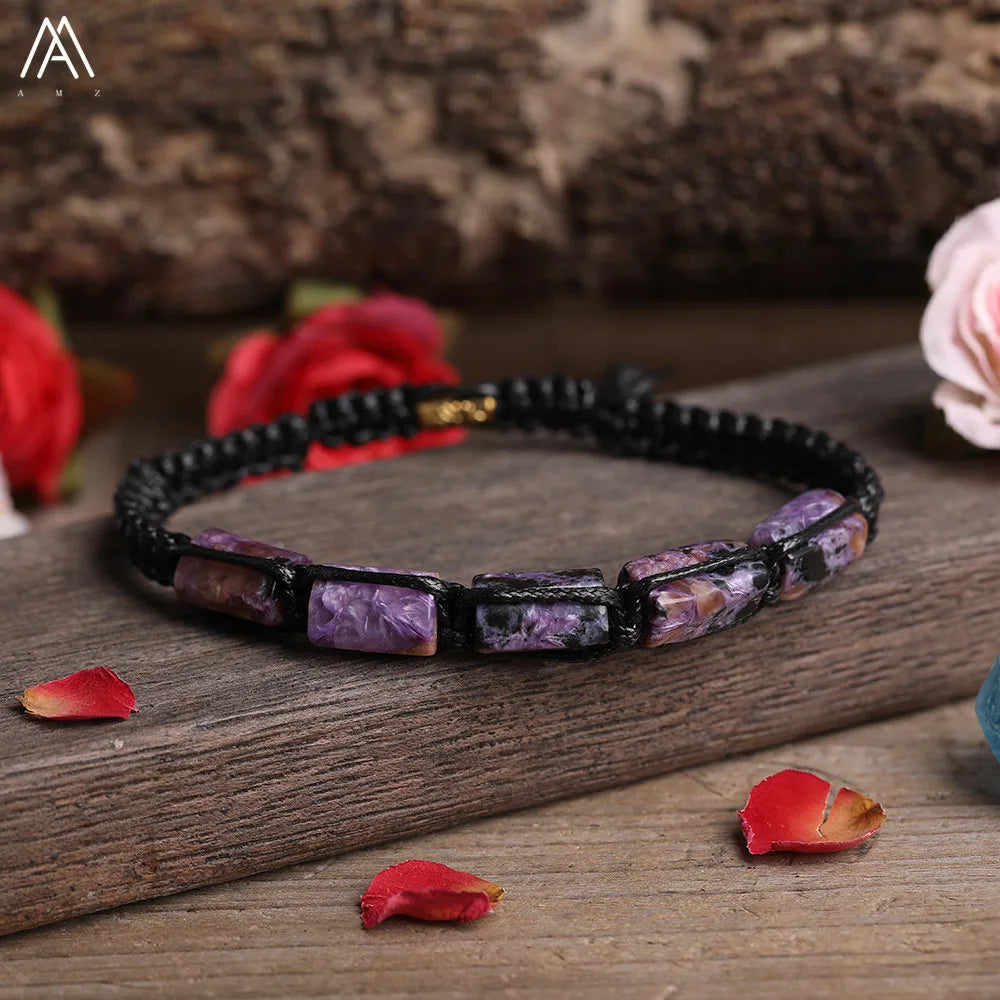 Natural Gemstone Knotted Woven Bracelet – Handmade Healing Crystal Jewelry