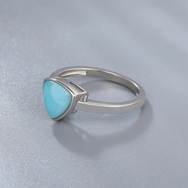 Larimar Trillion-Cut Ring, Slender Band