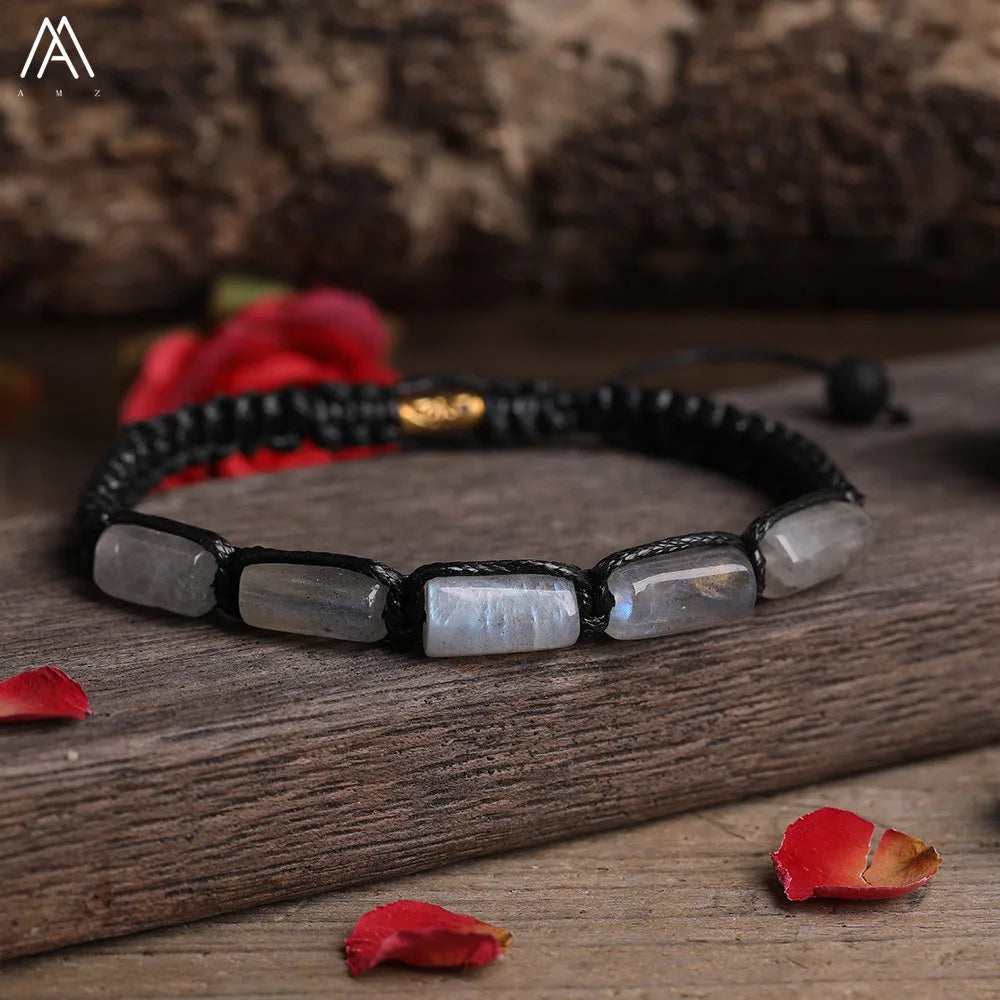 Natural Gemstone Knotted Woven Bracelet – Handmade Healing Crystal Jewelry