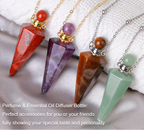 Crystal Essential Oil Diffuser Necklace — Natural Gemstone Healing Pendant