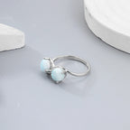 Curved Band Larimar Ring in 925 Sterling Silver