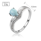 Larimar Pear-Cut Ring, Wave Pavé Band
