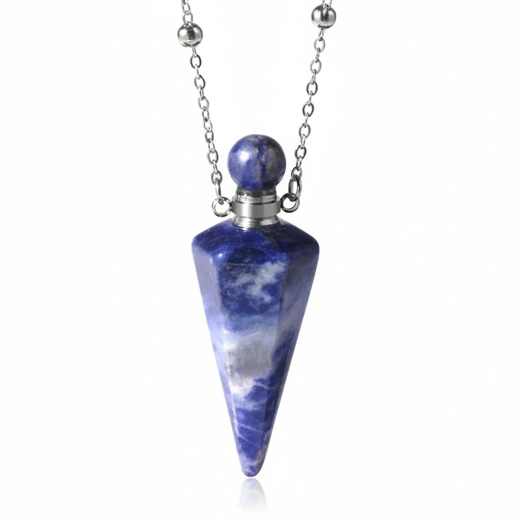 Crystal Essential Oil Diffuser Necklace — Natural Gemstone Healing Pendant