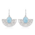 Larimar Hammered Fan Drop Earrings in 925 Sterling Silver