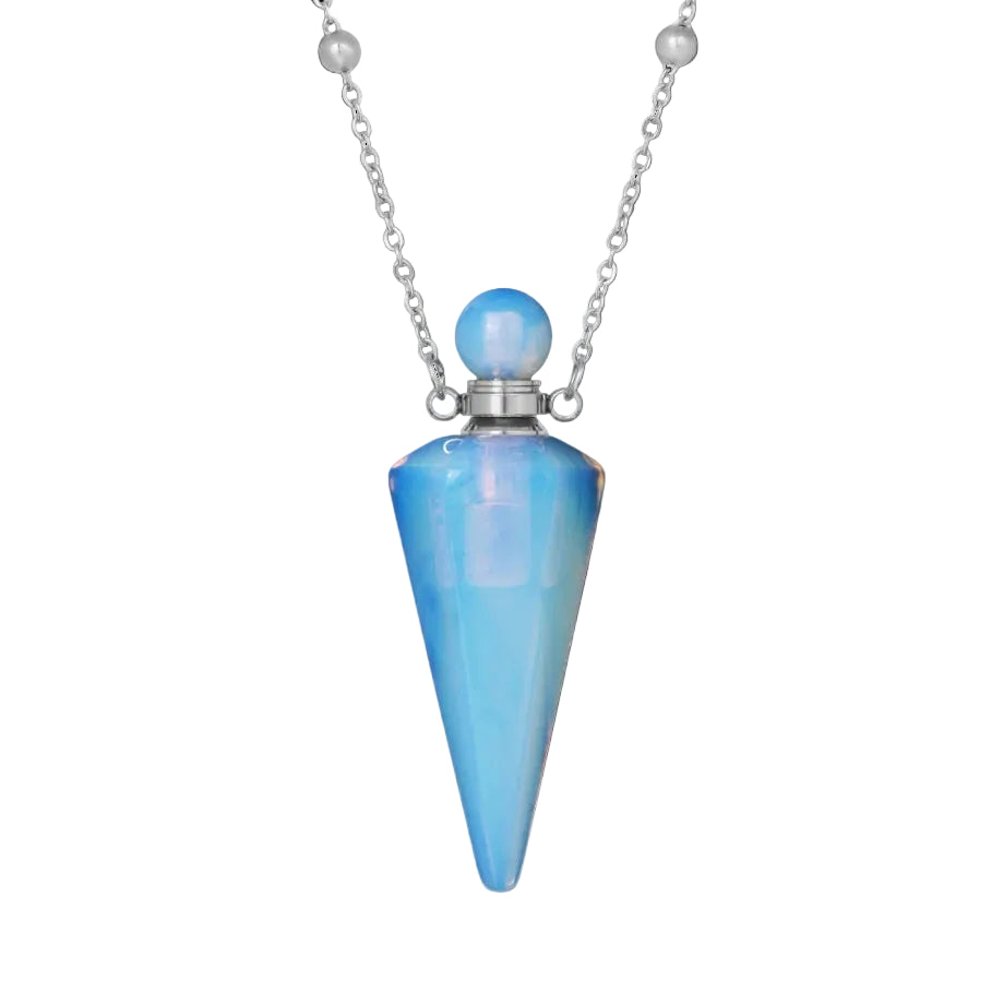Crystal Essential Oil Diffuser Necklace — Natural Gemstone Healing Pendant