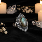 Labradorite Oval Gemstone Ring | 925 Sterling Silver