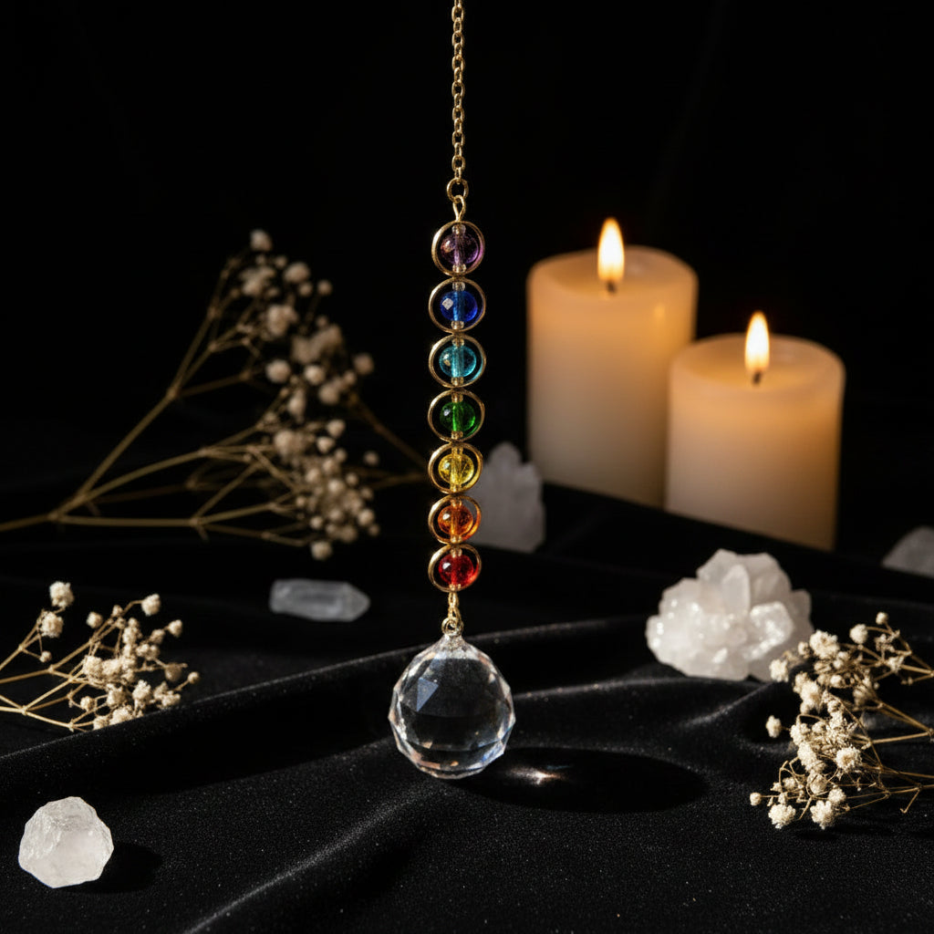 Chakra Crystal Suncatcher | Rainbow Prism Hanging Ornament for Windows & Altars
