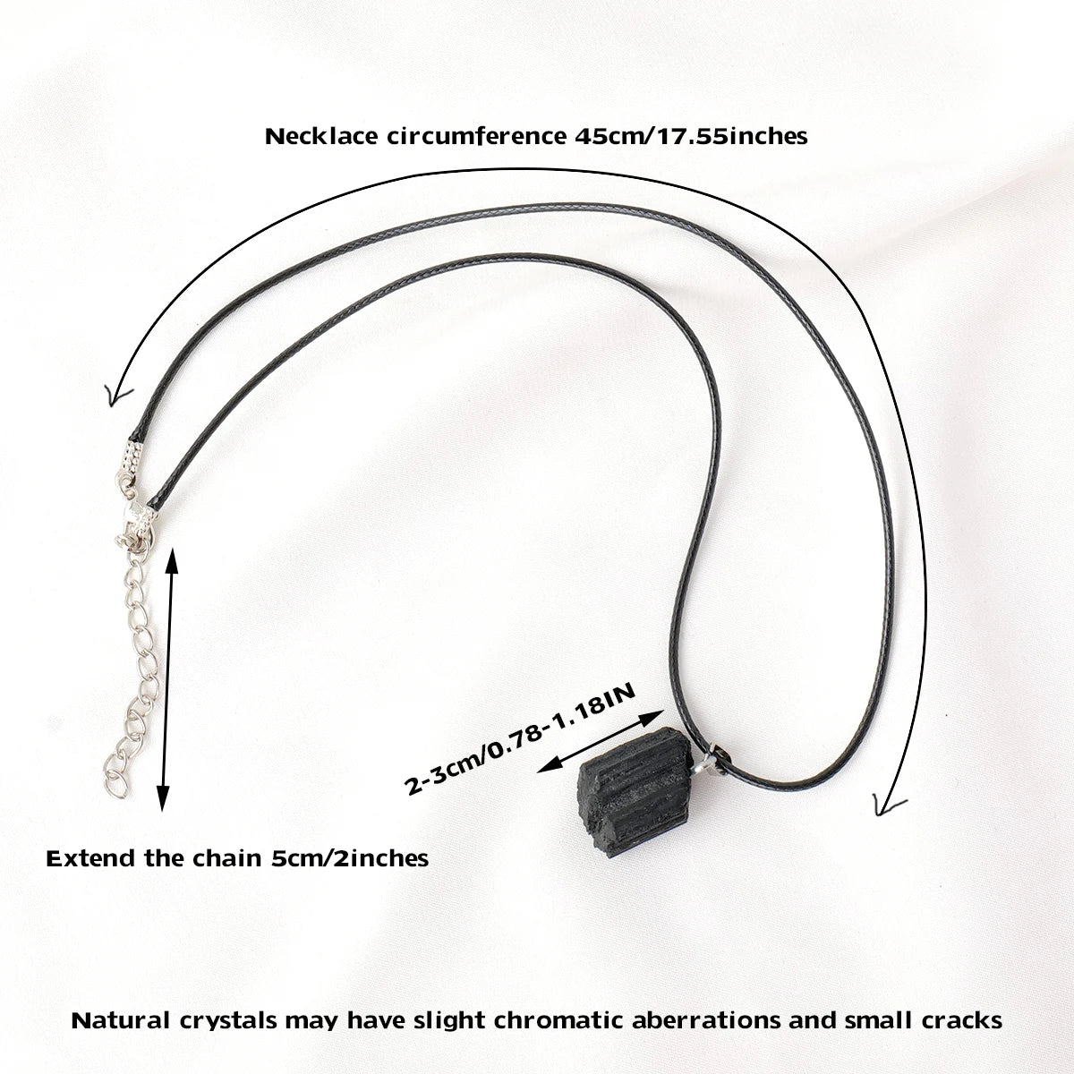 Black Tourmaline Raw Crystal Pendant Necklace — Natural Protection Stone