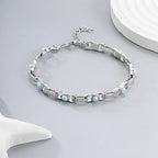 Larimar Beaded Chain Bracelet, 925 Sterling Silver