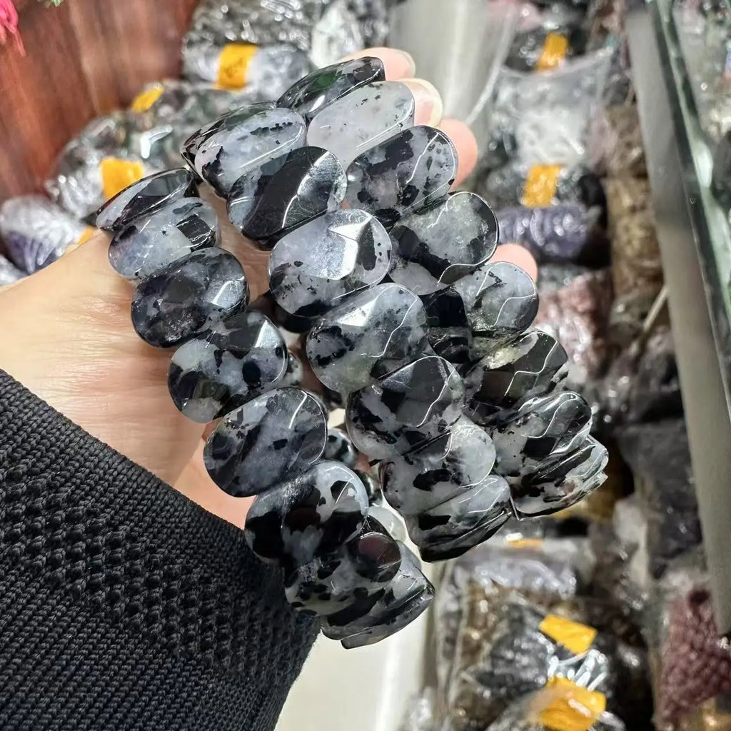 Natural Black Tourmaline Oval Bead Bracelet