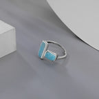Double Bar Larimar Ring in 925 Sterling Silver