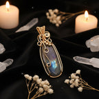 Wire-Wrapped Gemstone Pendant Necklace | Labradorite, Moonstone & Sunstone