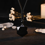 Black Obsidian Hexagram Pendant Necklace — Sacred Geometry Protection Amulet