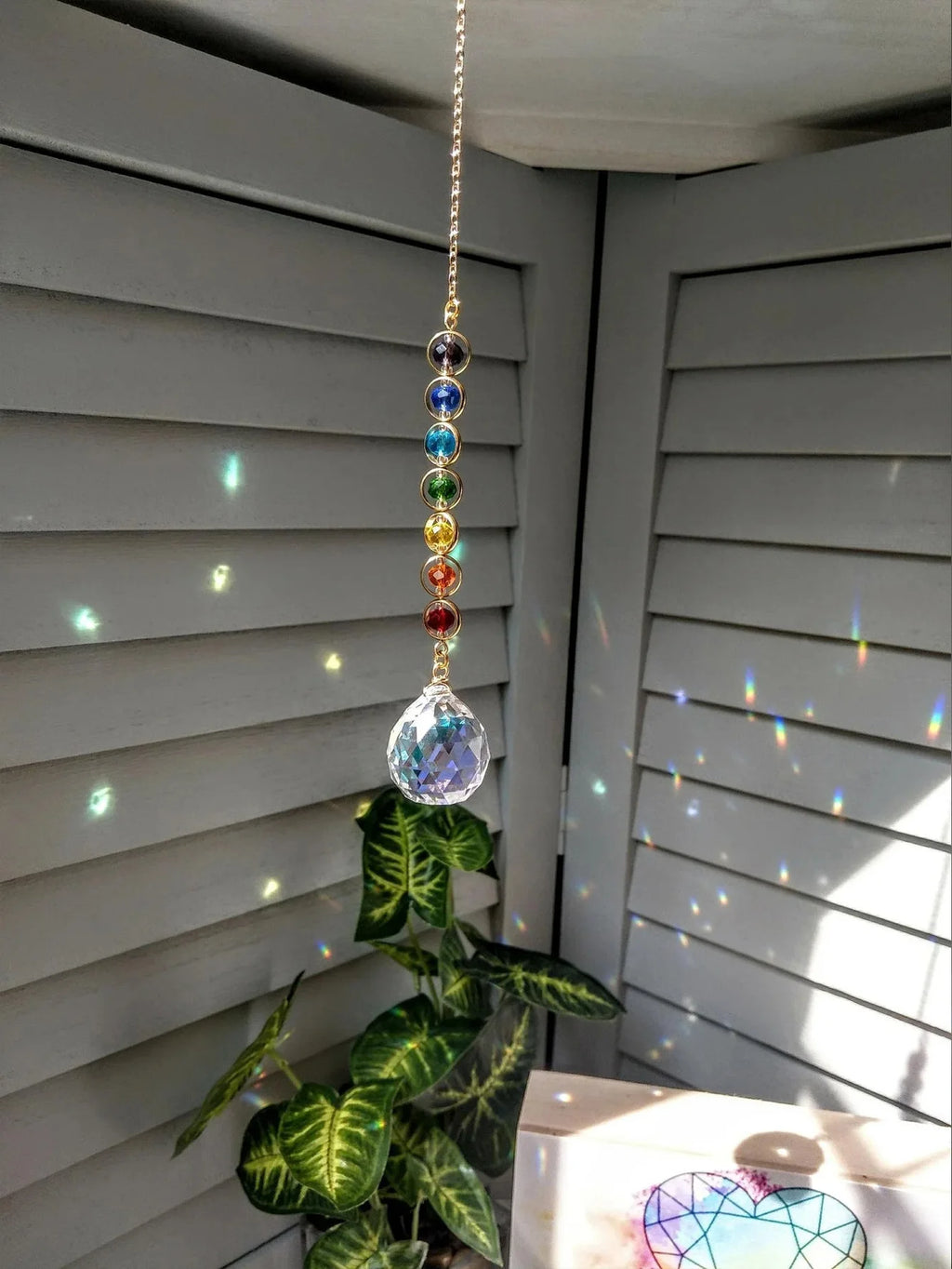 Chakra Crystal Suncatcher | Rainbow Prism Hanging Ornament for Windows & Altars