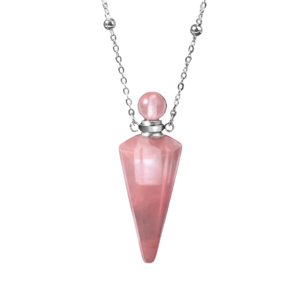 Crystal Essential Oil Diffuser Necklace — Natural Gemstone Healing Pendant