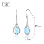Larimar Round Drop Earrings, Open Silver Frame