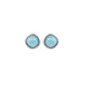 Larimar Round Bezel Stud Earrings, 925 Sterling Silver
