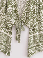 Floral Flare-Sleeve Boho Kimono Cardigan