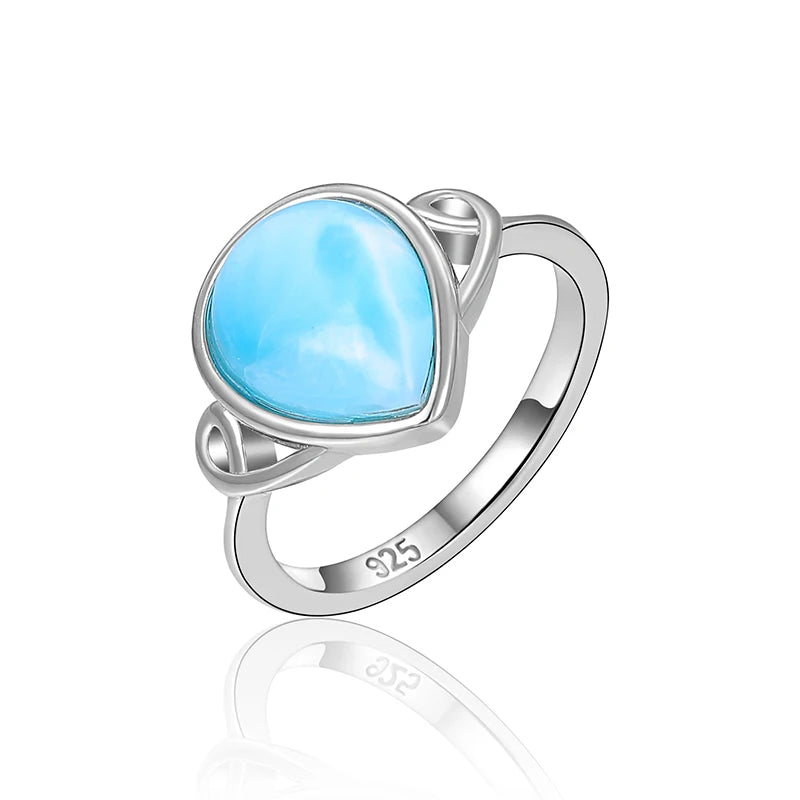Larimar Teardrop Ring in 925 Sterling Silver