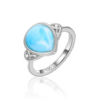 Larimar Teardrop Ring in 925 Sterling Silver
