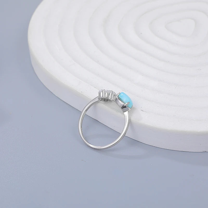 Larimar Toi et Moi Ring, 925 Sterling Silver