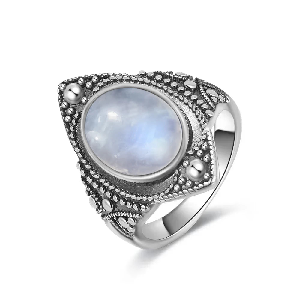 Moonstone 925 Silver Ring | Natural Gemstone Ring