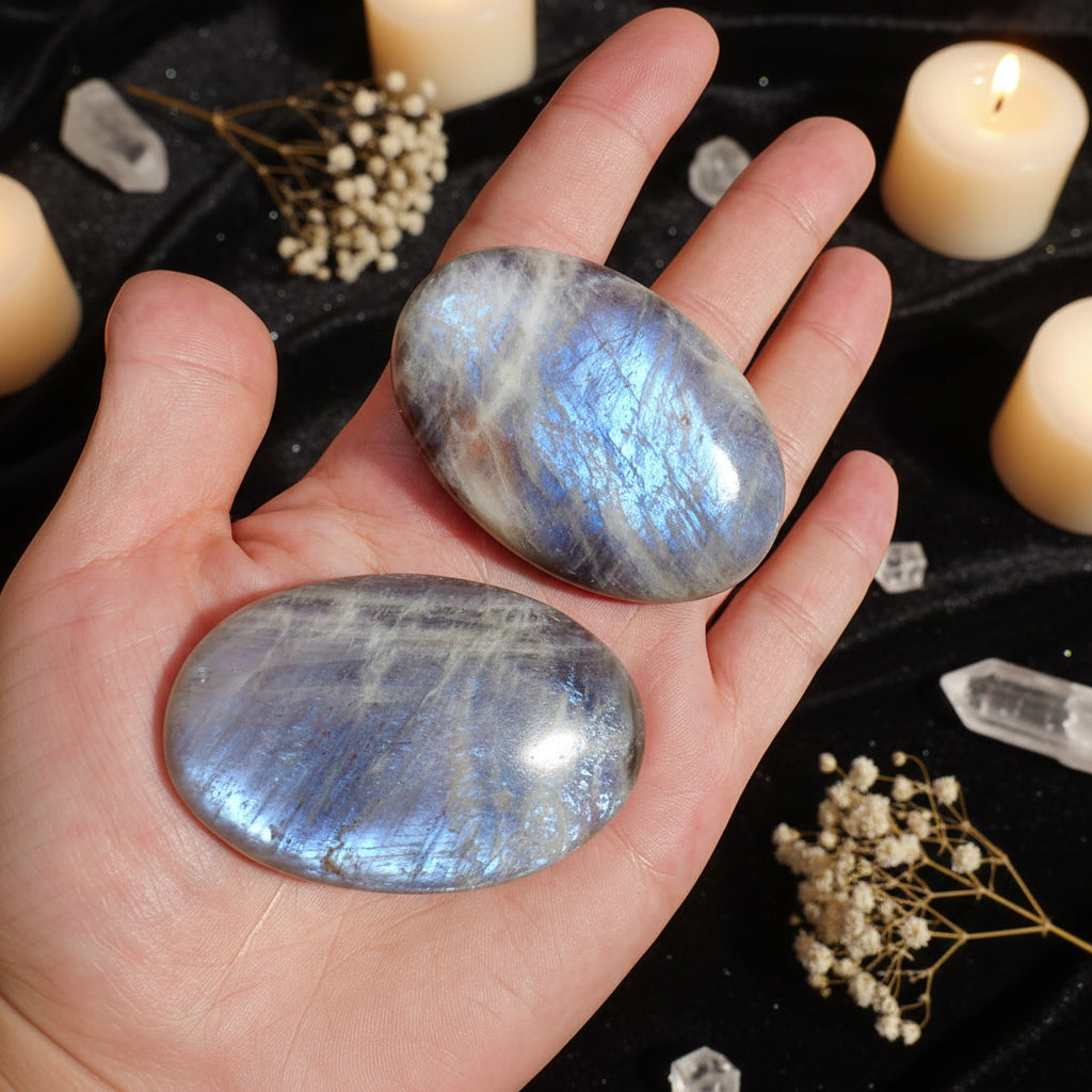 Moonstone Palm Stone | Natural Crystal for Healing & Meditation