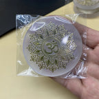 Engraved Selenite Charging Disc – Sacred Geometry Crystal Plate