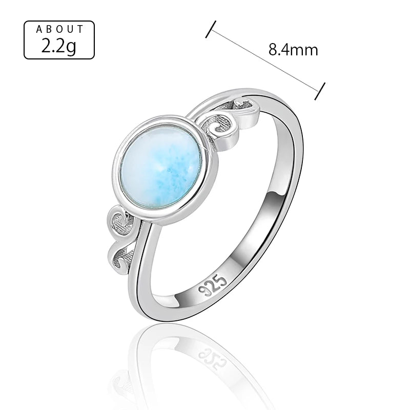 Larimar Round Bezel Ring, Scrolled Shoulders
