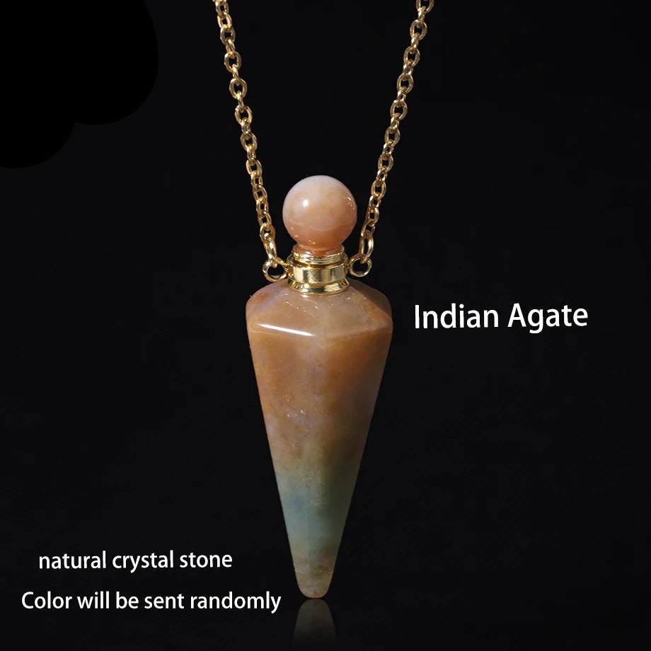 Crystal Essential Oil Diffuser Necklace — Natural Gemstone Healing Pendant