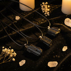 Black Tourmaline Raw Crystal Pendant Necklace — Natural Protection Stone