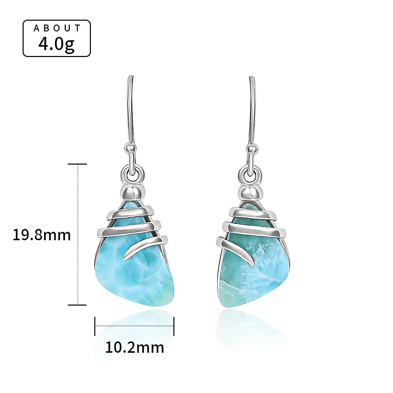 Larimar Shell-Inspired Drop Earrings in 925 Sterling Silver