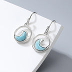 Larimar Ocean Wave Drop Earrings in 925 Sterling Silver