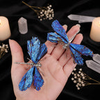 Blue Aura Crystal Dragonfly Figurine | Natural Crystal Decor