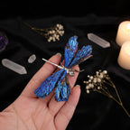 Blue Aura Crystal Dragonfly Figurine | Natural Crystal Decor