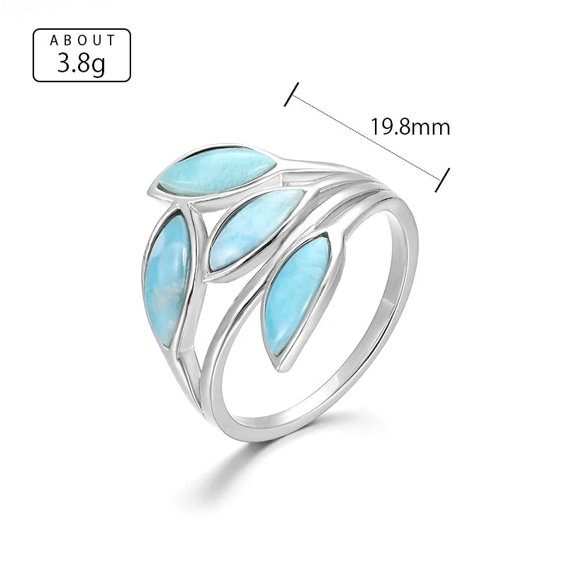 Larimar 925 Sterling Silver Cocktail Ring