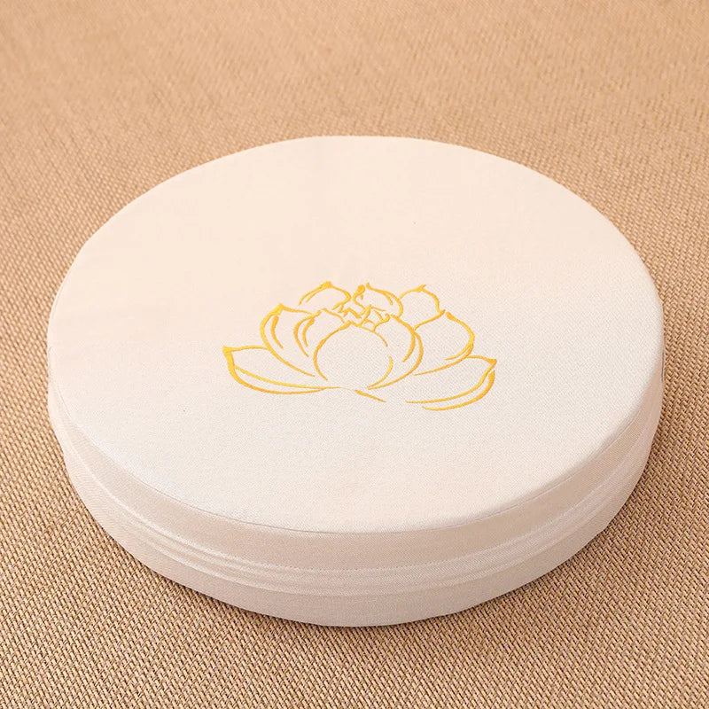 Round Lotus Meditation Zafu Cushion | Linen Floor Pillow for Yoga & Ritual